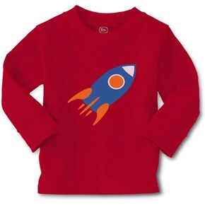 Kids Long Sleeve T Shirt Rocket Space Ship Rocket Space Style D Best Rocket Cotton Girls & Boys Clothes Funny Graphic Tee Red Design Only 4T in Saudi Arabia