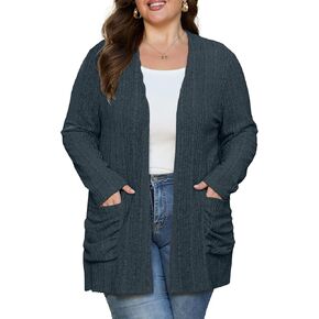 OLRIK Plus Size Cardigan for Women Lightweight Soft Knit Stretchy Open Front Long Sleeve Sweater with Pocket Fall Outfits in Kuwait