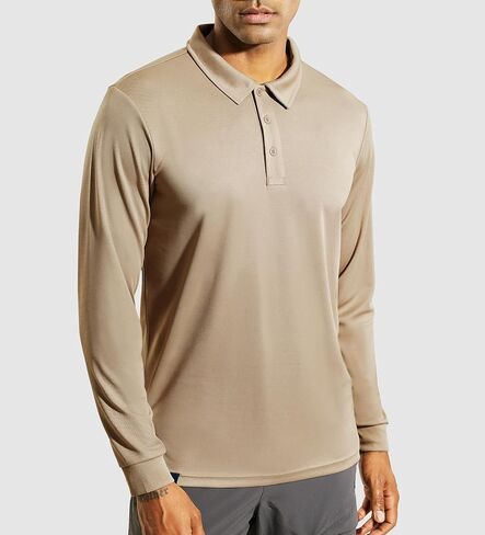 Mens Polo Shirts Long Sleeve Lightweight Polyester Collared Golf Tshirt Moisture Wicking Regular Fit in Saudi Arabia