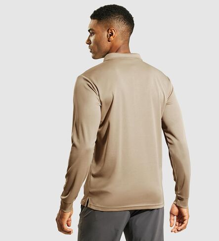 Mens Polo Shirts Long Sleeve Lightweight Polyester Collared Golf Tshirt Moisture Wicking Regular Fit in Saudi Arabia