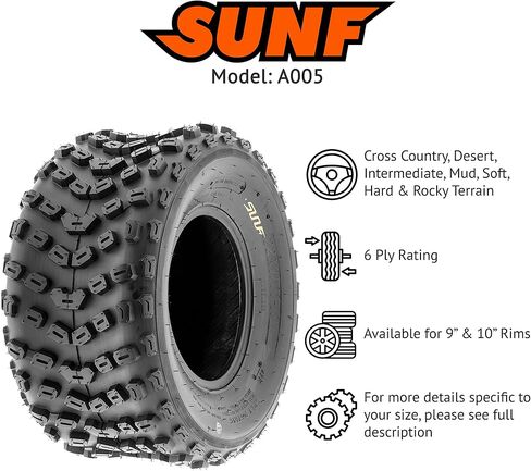 إطار SunF 22x11-10 22x11x10 Dimple Knobby ATV UTV 6 PR لايحتاج - A005 in Saudi Arabia