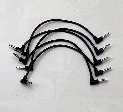 كابلات Luigis Modular M-PAR ذات الزاوية اليمنى Eurorack - حزمة من 5 كابلات سوداء، 4 بوصات (10 سم) in Saudi Arabia