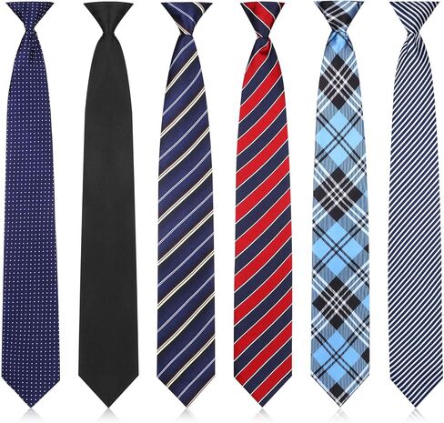 Janmercy 6 Pcs Clip on Tie for Men Clip on Easy Necktie Striped Solid Plaid Dots Mixed Lot Tie for Office School, 20 Inch (Modern Style) in Saudi Arabia