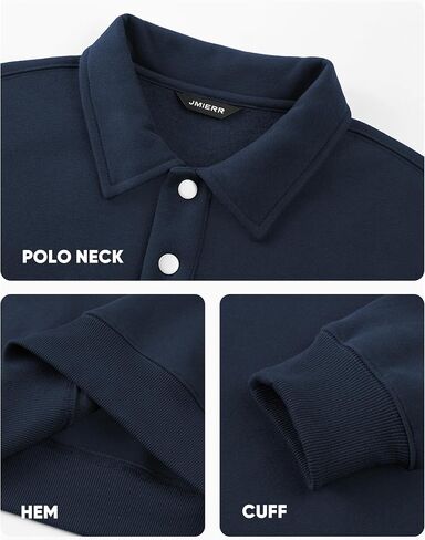 JMIERR Mens Casual Cotton Polo Sweatshirts Long Sleeve Button Collared Pullover Shirts in Saudi Arabia