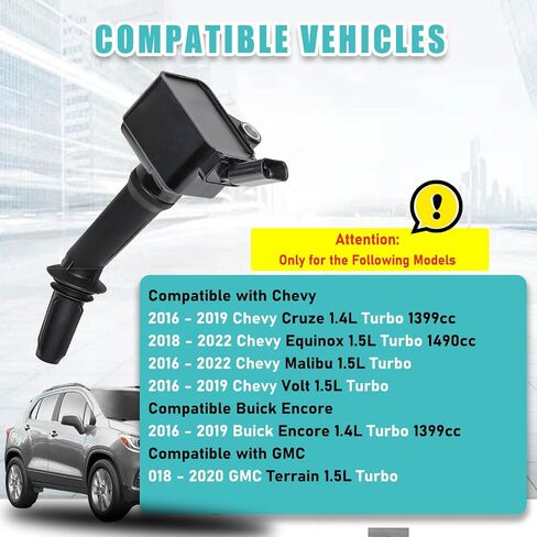 حزمة ملف الإشعال UF802 4 قطع متوافقة مع 2016-2019 Chevy Cruze Buick Encore 1.4L 1399cc، 2016-2022 Chevy Equinox Malibu Volt 1.5L، 2018-2020 GMC Terrain 1.5L،12635672 12670053 12698064 in Kuwait