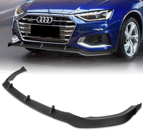 Q1-TECH, 5-Piece Front Bumper Lip + Side Skirt Rocker Winglet Canard Diffuser Wing Compatible with 2020-2022 Audi A4 Quattro Sedan, Front Lip Air Chin Spoiler Body Splitter ABS (Painted Black) in Saudi Arabia