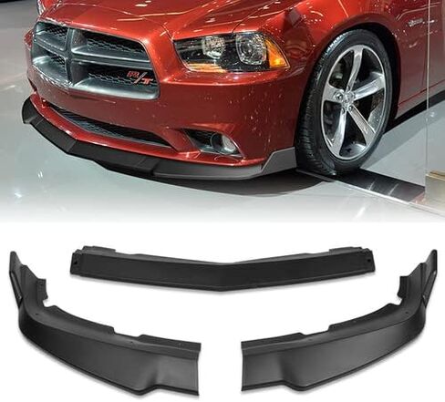 3 Pieces Front Bumper Lip Spoiler Splitter Side Body Kit Trim Protection Compatible with 2011-2014 Dodge Charger, 2012 2013 (Painted Black) in Saudi Arabia