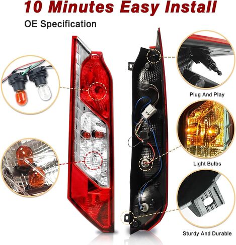 Tail Lights Compatible with Ford Transit Connect 2014-2023 Rear Lamp With New Bulbs and Harness Taillight Rear Brake Lamp Signal Assembly(Right Passenger Side) in Saudi Arabia