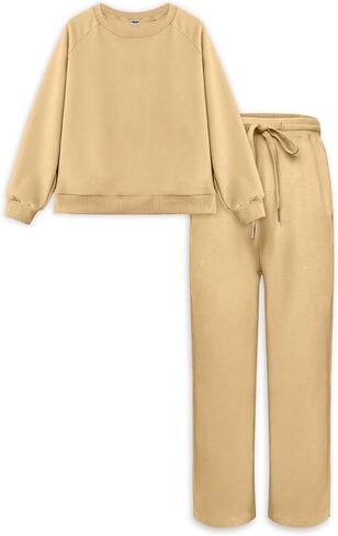 طقم ملابس رياضية للفتيات من Yesfashion قطعتين بأكمام راجلان 𝑺𝒘𝒆𝒂𝒕𝒔𝒉𝒊𝒓𝒕+𝑺𝒘𝒆𝒂𝒕𝒑𝒂𝒏𝒕𝒔، 4-13 سنة in Saudi Arabia