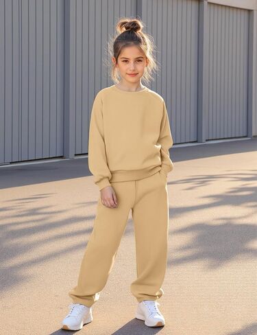 طقم ملابس رياضية للفتيات من Yesfashion قطعتين بأكمام راجلان 𝑺𝒘𝒆𝒂𝒕𝒔𝒉𝒊𝒓𝒕+𝑺𝒘𝒆𝒂𝒕𝒑𝒂𝒏𝒕𝒔، 4-13 سنة in Saudi Arabia