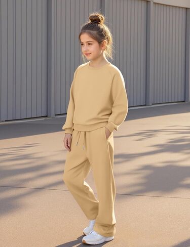 طقم ملابس رياضية للفتيات من Yesfashion قطعتين بأكمام راجلان 𝑺𝒘𝒆𝒂𝒕𝒔𝒉𝒊𝒓𝒕+𝑺𝒘𝒆𝒂𝒕𝒑𝒂𝒏𝒕𝒔، 4-13 سنة in Saudi Arabia
