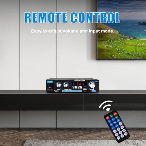 AK45 Bluetooth 5.0 Stereo Audio Amplifier,Max 300W, 2.0 Channel Hifi Stereo Amplifie System w/FM Radio,USB/SD/RCA/MIC in, Home Amp Perfect for Home Theater & bookshelf Speakers,Studio, Karaoke in Kuwait