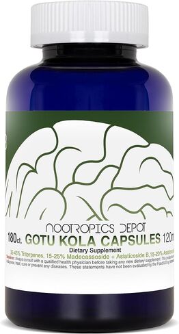 Nootropics Depot Gotu Kola Extract Capsules | 120mg | 90 Count | Acid Resistant | Centella asiatica | 35-45% Triterpenes | Supports Healthy Stress Levels | Promotes Memory Enhancement in Kuwait