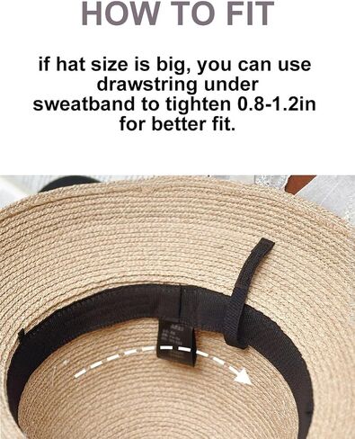 HATDRETI-Summer Beach Sun Hat Straw Hat for Women， Sun Protection Wide Brim Summer Hat Foldable Packable Roll up Cap in Saudi Arabia