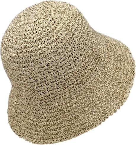Womens Floppy Beach Straw Hats Wide Brim Crotchet Sun Hat Foldable Packable Summer Outdoor Vacation Travel Straw Hat in Saudi Arabia