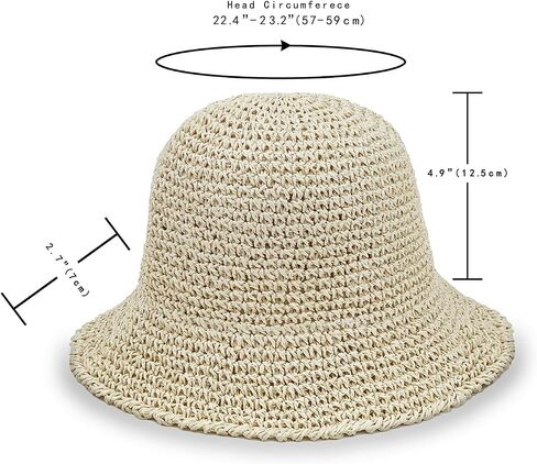 Womens Floppy Beach Straw Hats Wide Brim Crotchet Sun Hat Foldable Packable Summer Outdoor Vacation Travel Straw Hat in Saudi Arabia