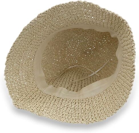 Womens Floppy Beach Straw Hats Wide Brim Crotchet Sun Hat Foldable Packable Summer Outdoor Vacation Travel Straw Hat in Saudi Arabia