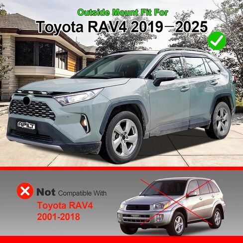 Outside-Mount Rain Guards Window Visors for 2019-2025 Toyota RAV4 Full-Size Wind Vent Deflectors Car Accessories Dark Smoke 6-Piece Set with Thicker and Waterproof Steps in Kuwait