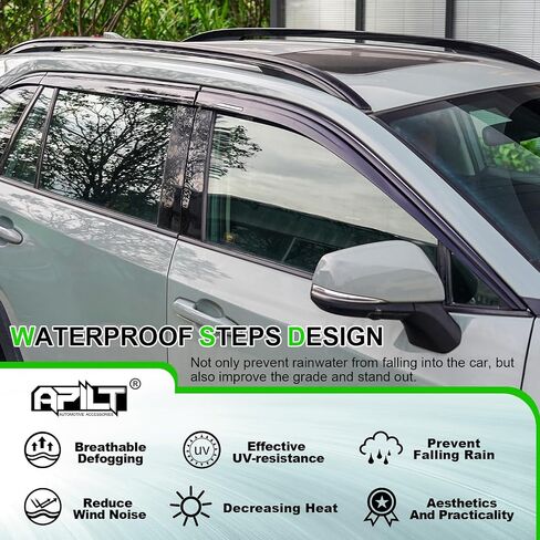 Outside-Mount Rain Guards Window Visors for 2019-2025 Toyota RAV4 Full-Size Wind Vent Deflectors Car Accessories Dark Smoke 6-Piece Set with Thicker and Waterproof Steps in Kuwait
