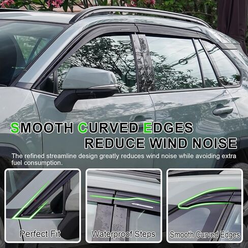 Outside-Mount Rain Guards Window Visors for 2019-2025 Toyota RAV4 Full-Size Wind Vent Deflectors Car Accessories Dark Smoke 6-Piece Set with Thicker and Waterproof Steps in Kuwait