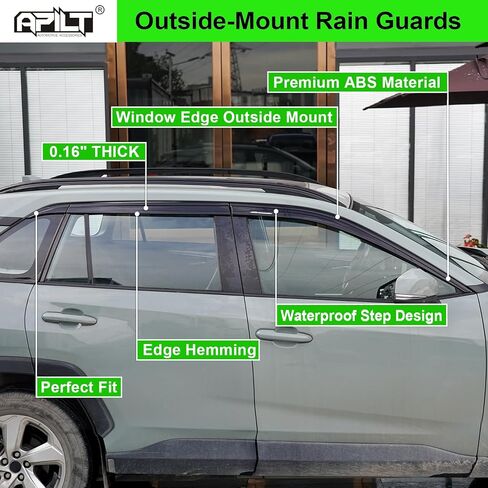 Outside-Mount Rain Guards Window Visors for 2019-2025 Toyota RAV4 Full-Size Wind Vent Deflectors Car Accessories Dark Smoke 6-Piece Set with Thicker and Waterproof Steps in Kuwait