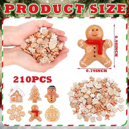 120 Pcs Mini Christmas Gingerbread Man Decorations Set Christmas DIY Craft Accessories Miniature Assorted Flat Back Resin Ornament Xmas Tree Adornment for Holiday Decor Gift (Gingerbread Man) in Saudi Arabia