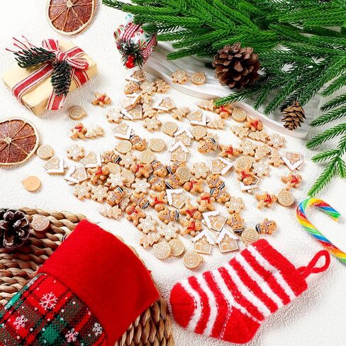 120 Pcs Mini Christmas Gingerbread Man Decorations Set Christmas DIY Craft Accessories Miniature Assorted Flat Back Resin Ornament Xmas Tree Adornment for Holiday Decor Gift (Gingerbread Man) in Saudi Arabia