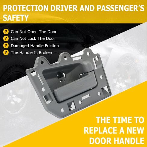 OCPTY Door Handle Interior Rear Right Passenger Side Replacement fit 2005-2011 for Jeep Grand Cherokee Gray in Saudi Arabia