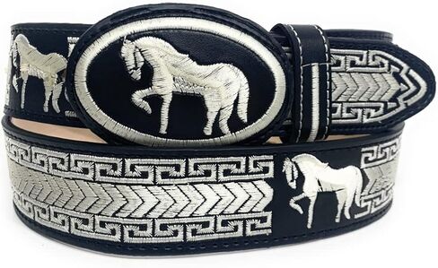 Men's Black Charro Belt, Cinto Vaquero Bordado in Saudi Arabia