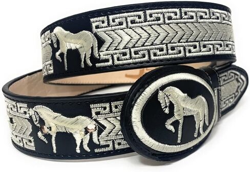 Men's Black Charro Belt, Cinto Vaquero Bordado in Saudi Arabia