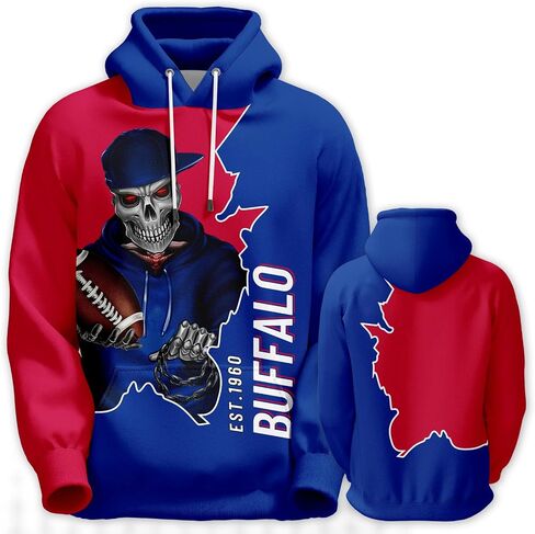 SEAGGS Football Hoodies City Skull Hooded Sweatshirt Halloween Deco Long Sleeve Pullover Team Spirit Gift for Men Women in Saudi Arabia