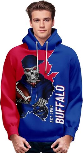 SEAGGS Football Hoodies City Skull Hooded Sweatshirt Halloween Deco Long Sleeve Pullover Team Spirit Gift for Men Women in Saudi Arabia