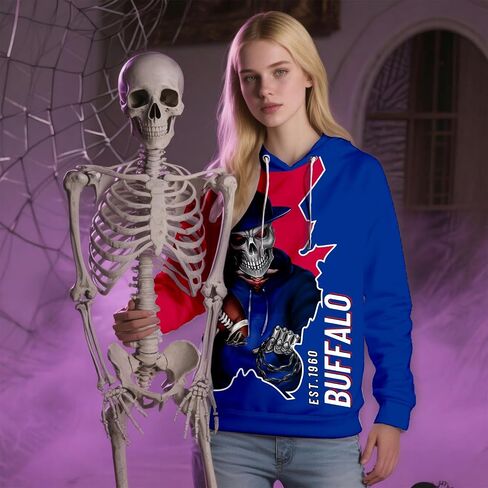 SEAGGS Football Hoodies City Skull Hooded Sweatshirt Halloween Deco Long Sleeve Pullover Team Spirit Gift for Men Women in Saudi Arabia