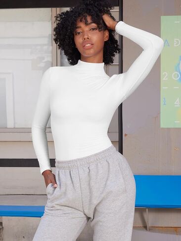 Long Sleeve Workout Crop Mock Thermal Turtle Neck Double Lined Base Tops Shirts Women Sariah Y2k Undershirt in Saudi Arabia