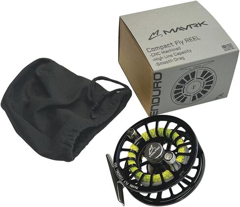 MAVRK Fly Fishing Stinger Comp Manual Fly Fishing Reel Lightweight Nylon Composite Black Out Finish with Tracer 62 Euro-Nymph Line Leader Designed in California in Kuwait