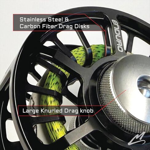 MAVRK Fly Fishing Stinger Comp Manual Fly Fishing Reel Lightweight Nylon Composite Black Out Finish with Tracer 62 Euro-Nymph Line Leader Designed in California in Kuwait