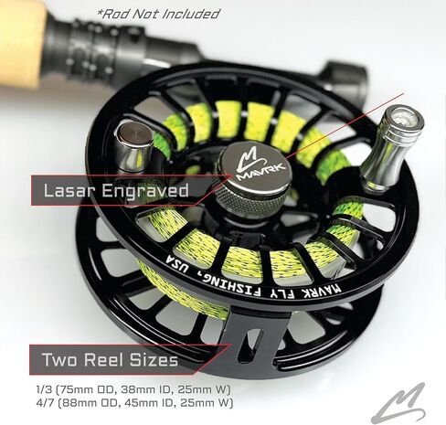 MAVRK Fly Fishing Stinger Comp Manual Fly Fishing Reel Lightweight Nylon Composite Black Out Finish with Tracer 62 Euro-Nymph Line Leader Designed in California in Kuwait