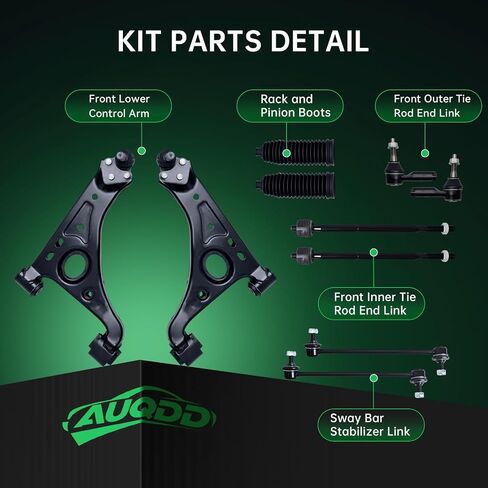AUQDD 10Pc Front End Suspension Kit Fit For 2013-2022 Bu-ick Encore, 13-22 Chevy Trax, 2 Lower Control Arm w/Ball Joint 2 Sway Bar Link 4 Outer Inner Tie Rod End (# K623137 K750682 EV800936 ES801558) in Saudi Arabia