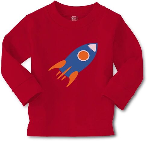 Kids Long Sleeve T Shirt Rocket Space Ship Rocket Space Style D Best Rocket Cotton Girls & Boys Clothes Funny Graphic Tee Red Design Only 4T in Saudi Arabia