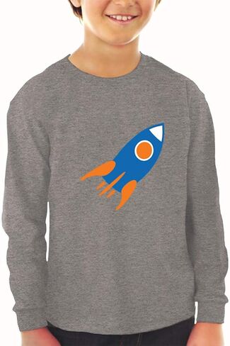 Kids Long Sleeve T Shirt Rocket Space Ship Rocket Space Style D Best Rocket Cotton Girls & Boys Clothes Funny Graphic Tee Red Design Only 4T in Saudi Arabia
