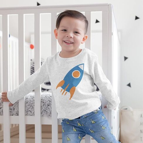Kids Long Sleeve T Shirt Rocket Space Ship Rocket Space Style D Best Rocket Cotton Girls & Boys Clothes Funny Graphic Tee Red Design Only 4T in Saudi Arabia