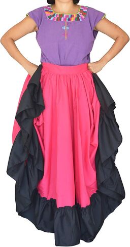 Grahmart Professional Dance Skirt for Folkloric Mexican Flamenco Doble Vuelo in Kuwait