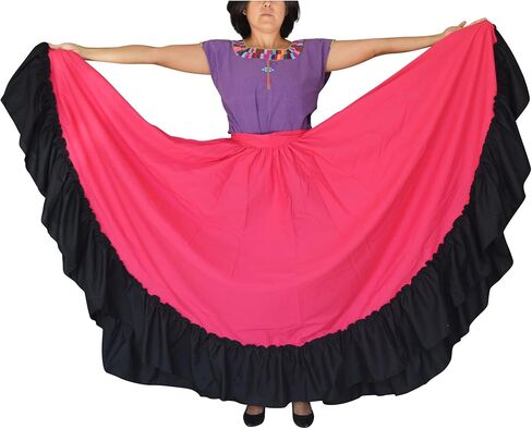 Grahmart Professional Dance Skirt for Folkloric Mexican Flamenco Doble Vuelo in Kuwait