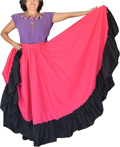 Grahmart Professional Dance Skirt for Folkloric Mexican Flamenco Doble Vuelo in Kuwait