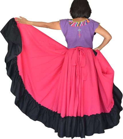 Grahmart Professional Dance Skirt for Folkloric Mexican Flamenco Doble Vuelo in Kuwait