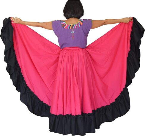 Grahmart Professional Dance Skirt for Folkloric Mexican Flamenco Doble Vuelo in Kuwait