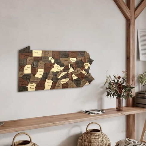 3D Wooden Pennsylvania Map – Rustic Keystone State Wall Art Decor, Handmade 3D Wood Map Gift for Pennsylvania Natives, Housewarmings, Offices & Cabins (Emerald) in Saudi Arabia