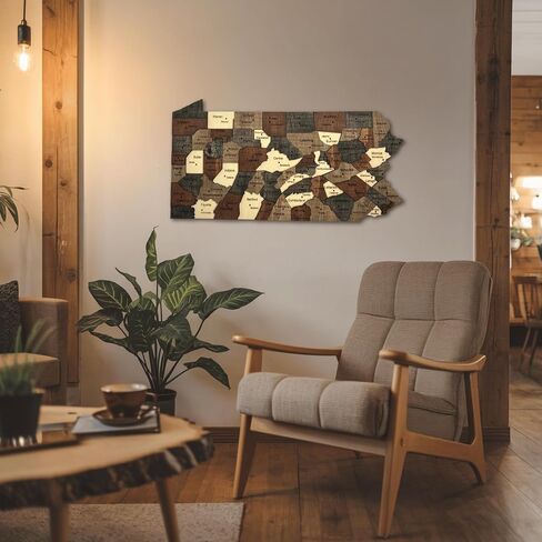 3D Wooden Pennsylvania Map – Rustic Keystone State Wall Art Decor, Handmade 3D Wood Map Gift for Pennsylvania Natives, Housewarmings, Offices & Cabins (Emerald) in Saudi Arabia