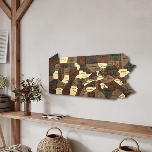 3D Wooden Pennsylvania Map – Rustic Keystone State Wall Art Decor, Handmade 3D Wood Map Gift for Pennsylvania Natives, Housewarmings, Offices & Cabins (Emerald) in Saudi Arabia