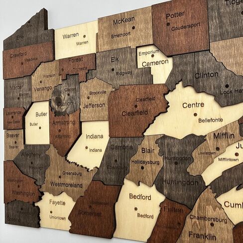3D Wooden Pennsylvania Map – Rustic Keystone State Wall Art Decor, Handmade 3D Wood Map Gift for Pennsylvania Natives, Housewarmings, Offices & Cabins (Emerald) in Saudi Arabia